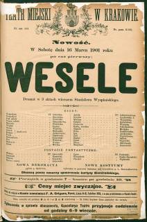 Afisz w premiery Wesela, 1901, fot. dzięki uprzejmości Teatru im. Juliusza Słowackiego w Krakowie