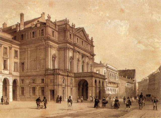 Teatro alla Scala, anonimowa grafika, XIX wiek, domena publiczna