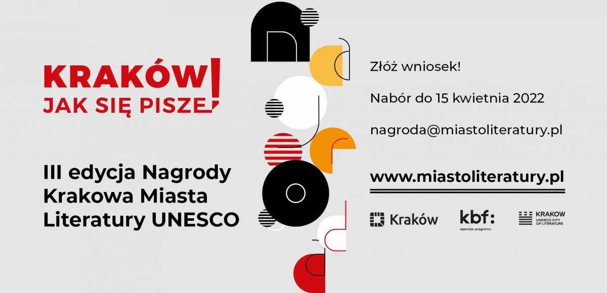Rusza nabór do trzeciej edycji Nagrody Krakowa Miasta Literatury UNESCO!