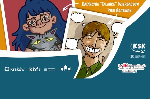 Rynek Komiksowy / Spotkania z Rezydentami KMLU: Języki komiksu. Spotkanie z PieRem Gajewskim i Katarzyną „Falauke” Dziergaczow
